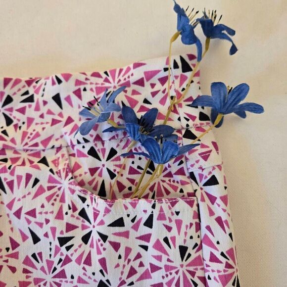 Slim-Sation Womens Geometric Stretch Pull-on Athletic Golf Skort Pink White Sz 8 - Picture 5 of 8